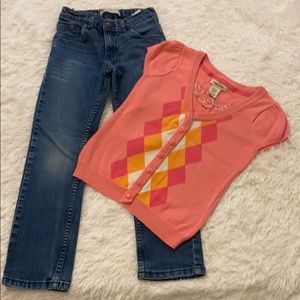 Bundle of 2 Sz 6/7 Girl’s Blue Jean & Top
